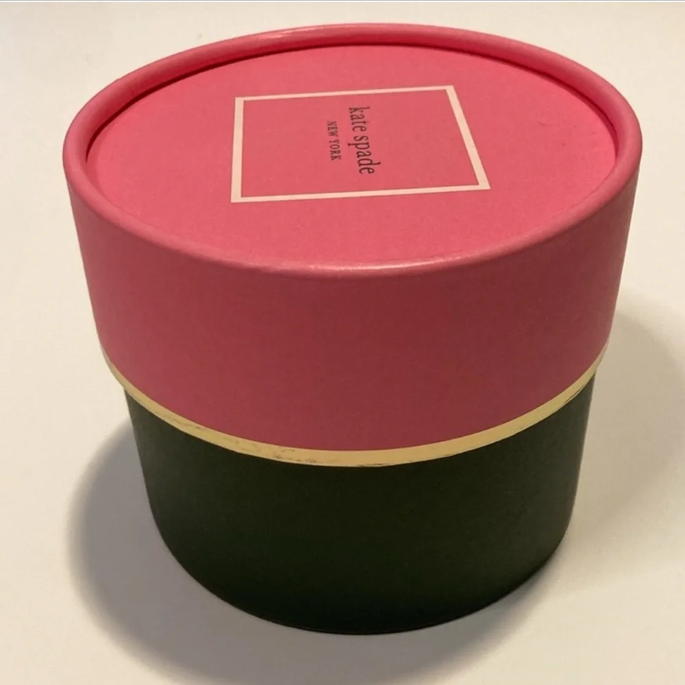 KATE SPADE round  box in pink, green  & gold trim!! FUN & FUNCTIONAL NEW